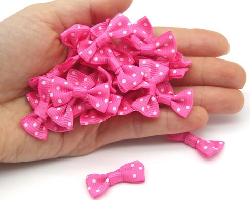 60pcs Mini Ribbon Bows Polka Dot Small DIY أقواس الشريط القوس للملابس للخياطة عيد ميلاد عيد ميلاد هدية حزب الالتفاف (اللون الوردي الساخن) in Kuwait
