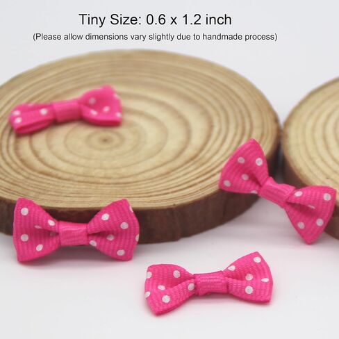 60pcs Mini Ribbon Bows Polka Dot Small DIY أقواس الشريط القوس للملابس للخياطة عيد ميلاد عيد ميلاد هدية حزب الالتفاف (اللون الوردي الساخن) in Kuwait