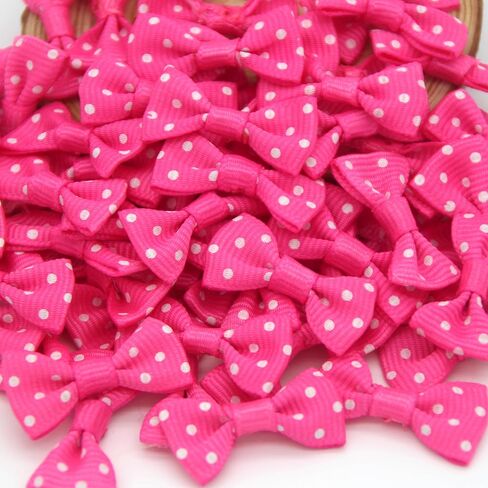 60pcs Mini Ribbon Bows Polka Dot Small DIY أقواس الشريط القوس للملابس للخياطة عيد ميلاد عيد ميلاد هدية حزب الالتفاف (اللون الوردي الساخن) in Kuwait