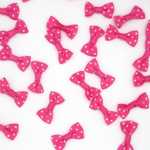 60pcs Mini Ribbon Bows Polka Dot Small DIY أقواس الشريط القوس للملابس للخياطة عيد ميلاد عيد ميلاد هدية حزب الالتفاف (اللون الوردي الساخن) in Kuwait