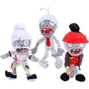 3 PCS PVZ Plant and Zombies Plush Sets Toys Studed Figure Figure Doll Qigong Zombes ، Mummy Zombies ، Bullet Zombies Great For Christmas ، عيد ميلاد جديد