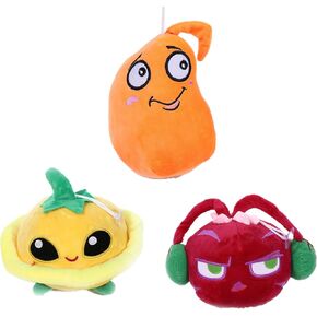 3 PCS PVZ Plant and Zombies Plush Plants Sets 1 2 Stuffed Soft Toys Orange Bean, Yellow Flying PVZ Figure Doll, Great Gifts for Boys and Girls