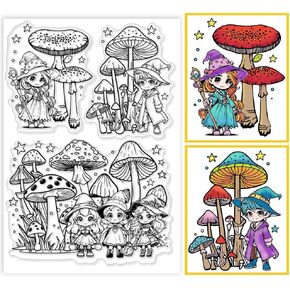 PH PandaHall Mushroom Fairy Silicone Stamp PVC Seal Clear Stamp Cards for Card Making DIY Decoration Scrapbooking Mushroom Labels Photo Album Journaling Crafting 6.3x4.3 inchs.