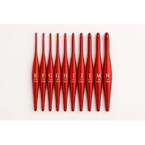 Furls Crochet Hook, Limited Edition Red Streamline Metal, Ergonomic Handle Crochet Hooks 7" (Red Streamline Metal, H - 5.00mm)