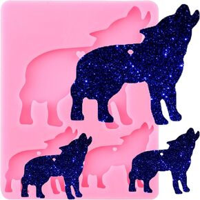 Wolf Family Silicone Molds Resin Keychain Mold Polymer Clay Molds for DIY Backpack Pendant Jewelry Making Necklace Decoration Craft