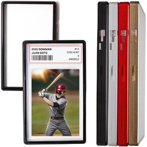Metal PSA Slab Bumper Case UV Resistant- Safeguard Stackable Magnetic Aluminum Metal Case for Graded Cards (Silver)