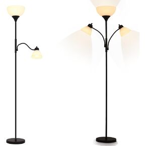 Lamps for Living Room Set of 2, Floor Lamp with Adjustable Reading Lights, Stepless Dimming Floor Lamps, LED Bulbs Included