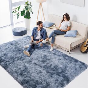 سجاد منطقة ناعمة من Zentavio لغرفة المعيشة وغرفة النوم مقاس 4 × 6 أقدام سجادة جمالية منفوشة وفروية أشعث من القطيفة ذات كومة عالية لغرف الأطفال وغرفة النوم وديكور المنزل مصبوغة باللون الرمادي الفاتح in Kuwait