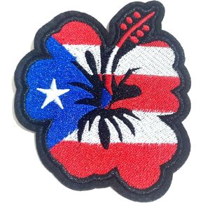 Puerto Rico Flag Flower Flower Patch-إكسسوارات ملابس حديد/خياطة على السترات والحقائب والقبعات والمزيد