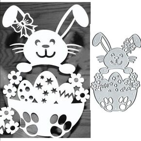 قصاصات Die Metal Bunny Bunny ، عيد الفصح بطاقة بيض البيض القطع المعدنية يموت قطع الإستنسل لبطاقات DIY Scrapbort