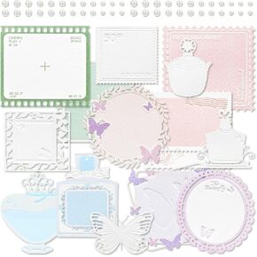3 Packs Lace Cutout Retangular Paper Die-cut with Lace Trim Decor Note Paper Multicolor Silhouette with Hollow Patterns of Butterfly Flower Building for Scrapbooking Card Making Journal Craft (Wensor)