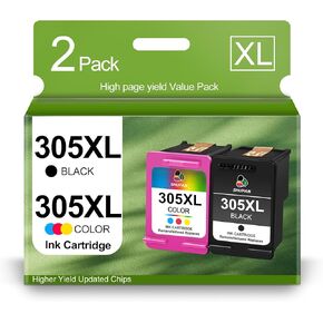 305 Ink Cartridges Black/Color Combo Pack Replacement for for HP 305XL for Deskjet 2710 2720 DeskJet Plus 4110 4130 4120 Envy 6010 6020 Envy Pro 6430 6420 Printer (1 Black 1 Tri-Color)