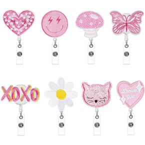 Nachlynn 8 PCS Butterfly Beedbly Beendes Beends Cute Felt Nurse Badge Cenlosts Name Id Assories with Retractable For Thual