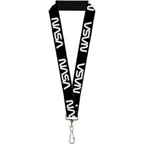 Buckle-Down Lanyard NASA Text Black White