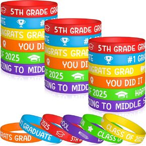 مجموعة Watinc للصف الخامس معصم السيليكون مجموعة ، فئة 2025 Happy Treauation Label Bracelets ، حزب المطاط الخريج الملون تفضل ديكور إمدادات المعلمين للمدرسة (36 ٪)