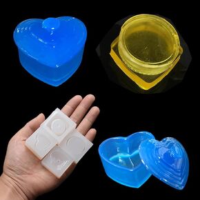 2pcs قلب القلب المصغرة وشكل مربع الراتنجات السيليكون مع قوالب الصب البوكسي المصغرة ل DIY ديكور ديكور ديكور ديكور راتنجات الدقيقة DIY