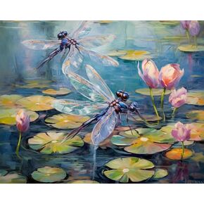 ZUVRDIAI Dragonfly Paint by Numbers Kit for Adults, Landscape Paint by Number on Canvas, Digital Oil Painting Kits Suitable for Home Wall Decoration Gift 16"x20"