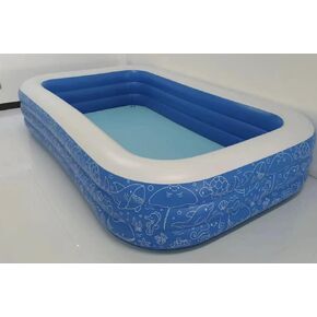 Kids Inflatable Pools, 94" x 55" x 20" Rectangular Family Swimming Pool, Durable PVC Material, Blow-up Pool for Children, Outdoor Summer Fun, Easy Setup, Ideal for Backyard, Garden, and Pool Parties
