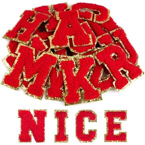ASTARON 26 PCS تصحيحات رسائل لاصقة ذاتية تصحيحات Chenille Letters ، A-Z Patches Patches ALPHABET PATCH ALPHABET PATCH للملابس ، والأكياس ، والقبعة ، وحالة الهاتف ، وملحقات DIY (أحمر)
