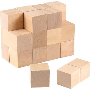 HOIGON 30 PCS 2 x 2 x 2 Inch Wooden Cubes Unfinished Wood Blocks, 5cm Natural Premium Square Blank Wooden Block for Craft Decorating Painting Carving Making DIY