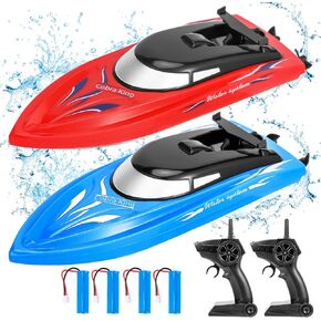 2Pack RC Boat,20+/10+MPH Remote Control Boats with LED Light for Kids and Adults,2.4G High Speed Remote Control Boats, Fast RC Boats for Pools and Lakes,4 Rechargeable Battery Pool Toys for Kids