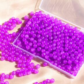 360pcs Glass Beads Bulk, 8mm Glass Beads for Barcelet and Jewelry Making DIY Crafts (White)