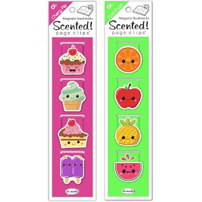 RE-MARKs معطرة TUTTI FRUTTI و Cherry Pie Magnetic Clips ، مجموعتان من مقاطع 4 صفحة ، 8 مقاطع مجموع