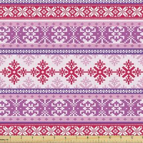 Ambesonne Mystic Fabric من الفناء ، ونمط متكرر للشمس والقمر مع الوجه والنجوم ، والنسيج المزخرف للمفروش
