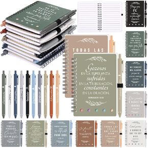 Kosiz 20 Set Regalos Cristianos En Español Spanish Christian Gifts Bulk for Women Mother Day Notebooks and Bible Pens Inspirational Notepads Thank You Gifts for Church Family Colleagues(Neutral)