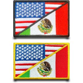 2 PCS Mexico USA Flag Patch Tactical Tacticaled Servidered Iron on Sew on Thebique Emblem Patches for Backpacks Cloths و Joens و Caps و Capt و Step و Acts و Hats ،