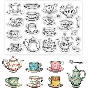 GLOBLELAND Vintage Coffee Tools Clear Stamps Retro Coffee Bean Cup Silicone Clear Stamp Seals for Cards Making DIY Scrapbooking Photo Journal Album Decoration