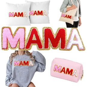 GLITTER MAMA IRON ON PATCES MOTHES'S Day Patches Mothers Day Decoration (Pink/Red/White)