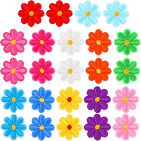 24 pcs بقع زهرة ، بقع حديدية لأكياس حمل لطيف ديزي زهرة رقعة زين ، خياطة زين مطرزة للأكياس ، الجينات ، الجينز ، ملابس DIY DIY Dispack Hat Decorations