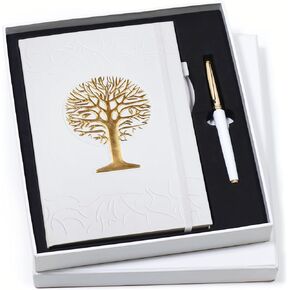 Veway Premium Tree of Life Journal and Pen Stip for Women (Blossom) | 224 صفحة دفتر غلاف ، صندوق هدايا أنيقة وقلم الذهب القابل لإعادة التعبئة | A5 مجلة الكتابة الجمالية وهدية ملهمة
