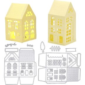 GLOBLELAND 3D House Cutting Dies House Embossing Stencil Template Carbon Steel Die Cutting Template Metal Crafting Dies Cutting for Card Making Scrapbooking Photo Album Decor