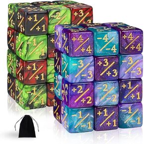 48 قطعة من النرد MTG عدادات النرد الرمزي، نرد Magic The Gathering Glitter Sparkle، مكعب النرد الولاء المرصع بالنجوم D6 مكعب النرد متوافق مع MTG، CCG، ملحقات ألعاب البطاقات (النوع 6)