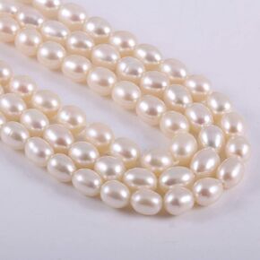 Natural Pearl Freshwater Cultured Pearl Beads for Jewelry Making Oval Beads Punch Loose Beads Handmake DIY for Jewelry Making DIY Women Necklace Bracelet 7-8 mm Color White 14 inches