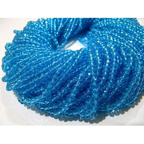 AAA Quality Sky Blue Topaz Beads / 3-4mm size Rondelle Faceted Crystal Beads / 100 Jeds تقريبًا لكل حبلا / سماء زرقاء كوارتز كوارتز