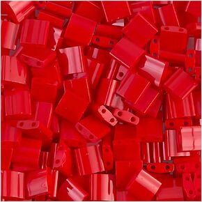 Miyuki Tila 2 Hole Square Beads 5mm - Epaque Red 7.2 Grams