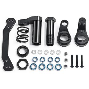 مجموعة توجيه الألومنيوم 7075-T6 + لوحة توجيه لـ TRA-XXAS 1/8 4WD SLEDGE MONSTER TRACK ، قطع غيار ترقية CAR RC ، الأسود