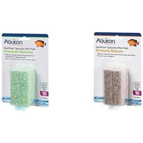 Aqueon QuietFlow 10 LED PRO Power Filter Replacement Specialty Filter Pads Phosphate Remover 4 Pack and Ammonia Reducer 4 Pack Bundle