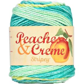 Peaches N Crème P&C Yarn, Stripey Green Stripes, 95 Yards