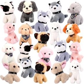 NICEUP 20pcs 4.5in الأطفال المصغرة الكلاب المحشوة بالجرى الجزء الأكبر تبني جرو Pet Pawty Party Party Plush Plush Plush Cute Little Pup Pup Soft Toys Doll for Blue Puppy Birthday Party