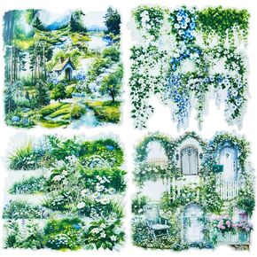 مجموعة ملصقات Pet Greenery ، 80pcs ملصقات المناظر الطبيعية الطبيعة للاصطدامات Scrapbooking Journaling DIY Crafts Garden Floral Supplies