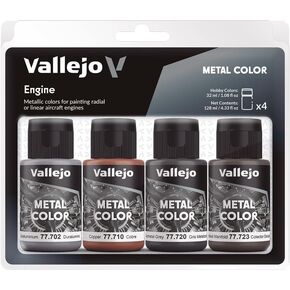 Vallejo Acrylicos Metal Color Engine Paint Set, black, 0.5 Liters