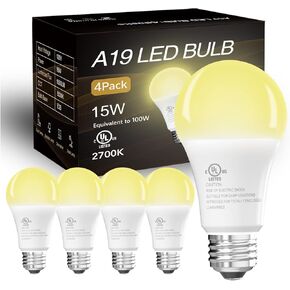 dalattin A19 مصابيح LED 100 وات مكافئة لمبات LED، 12 حزمة 5000K ضوء النهار الأبيض، 1500LM، قاعدة E26، غير قابلة للتعتيم، موفرة للطاقة، لمبة إضاءة بيضاء ساطعة لغرفة المعيشة والمكتب، 80+ CRI