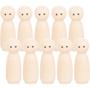 Magiclulu 10pcs دمى الوتد الخشبية أجسام خشبية شخصيات مزخرفة دمية Peg People for DIY Painting Craft Art Projects