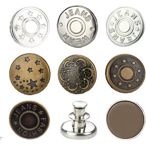 Generic Button Pins for Jean, 8Pcs Jean Button Replacement No Sew Instant Buttons for Crafts Easy to Remove and Adjust 17mm