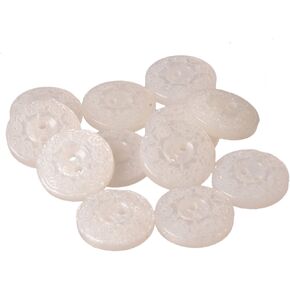 Mibo Buttons & Accessories 12pcs Polyester Shirt Button - 2 Hole - Ivory Pearl with Flower Wreath Engraving - 20L(12mm)