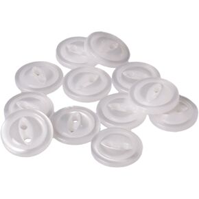 Mibo Buttons & Accessories 12pcs Polyester Shirt Button - 2 Hole - Imitation Pearl Fish Eye with Rim - 18L(11mm) - White